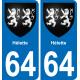 64 Hélette coat of arms sticker plate stickers city
