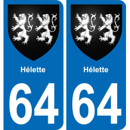 64 Hélette escudo de armas de la etiqueta engomada de la placa de pegatinas de la ciudad
