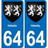 64 Hélette coat of arms sticker plate stickers city