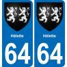 64 Hélette stemma adesivo piastra adesivi città