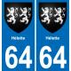 64 Hélette coat of arms sticker plate stickers city
