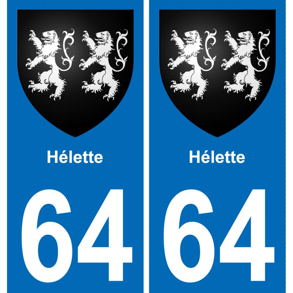 64 Hélette coat of arms sticker plate stickers city
