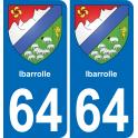 64 Ibarrolle blason autocollant plaque stickers ville