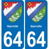 64 Ibarrolle escudo de armas de la etiqueta engomada de la placa de pegatinas de la ciudad