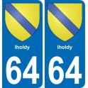 64 Iholdy blason autocollant plaque stickers ville