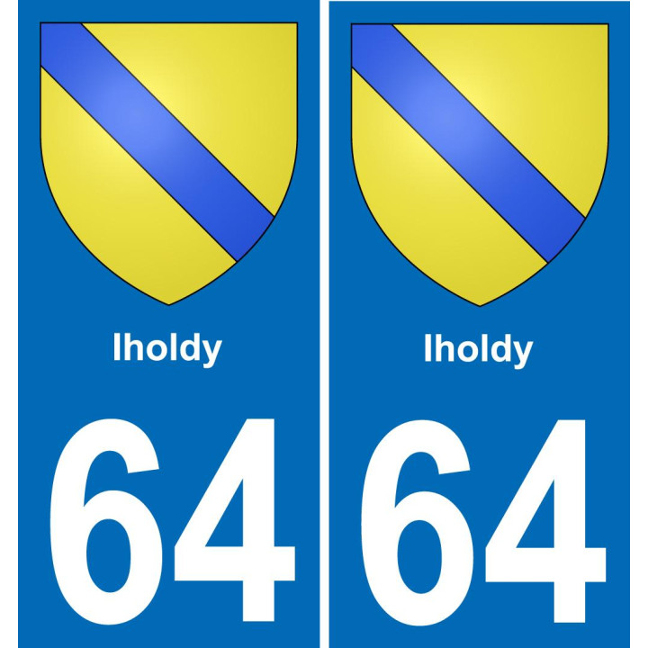 64 Iholdy escudo de armas de la etiqueta engomada de la placa de pegatinas de la ciudad
