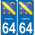 64 Irissarry blason autocollant plaque stickers ville