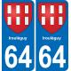 64 Irouléguy coat of arms sticker plate stickers city