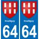 64 Irouléguy blason autocollant plaque stickers ville
