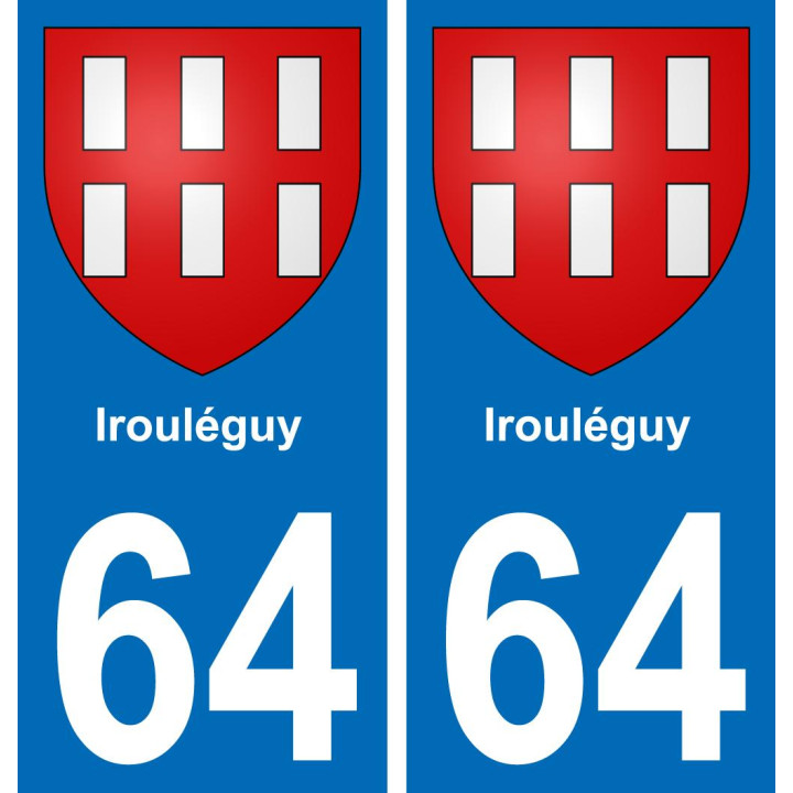 64 Irouléguy escudo de armas de la etiqueta engomada de la placa de pegatinas de la ciudad