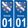 01 Vonnas ville autocollant plaque sticker
