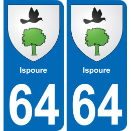 64 Ispoure escudo de armas de la etiqueta engomada de la placa de pegatinas de la ciudad
