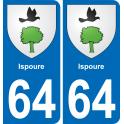 64 Ispoure coat of arms sticker plate stickers city