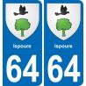 64 Ispoure blason autocollant plaque stickers ville