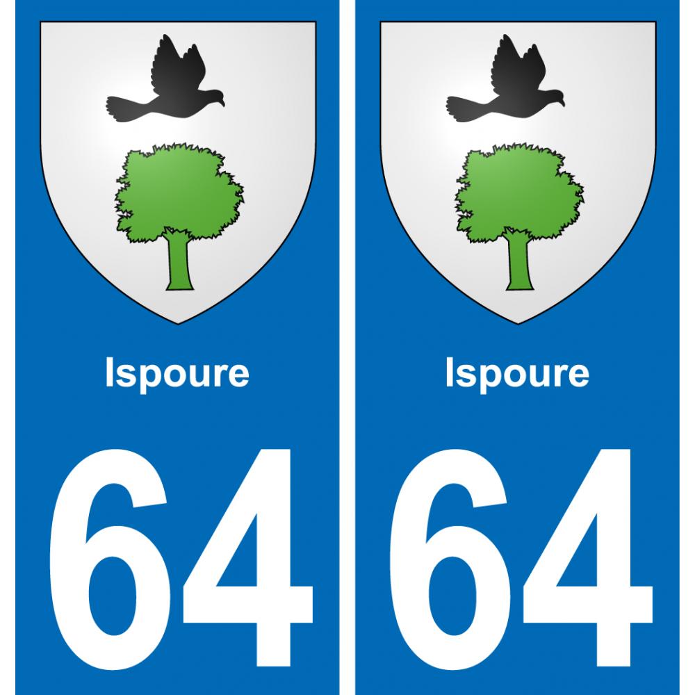64 Ispoure blason autocollant plaque stickers ville