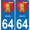 64 Isturits blason autocollant plaque stickers ville