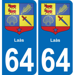 64 Laàs escudo de armas de la etiqueta engomada de la placa de pegatinas de la ciudad