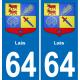 64 Laàs escudo de armas de la etiqueta engomada de la placa de pegatinas de la ciudad