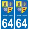 64 Labastide-Cézéracq escudo de armas de la etiqueta engomada de la placa de pegatinas de la ciudad