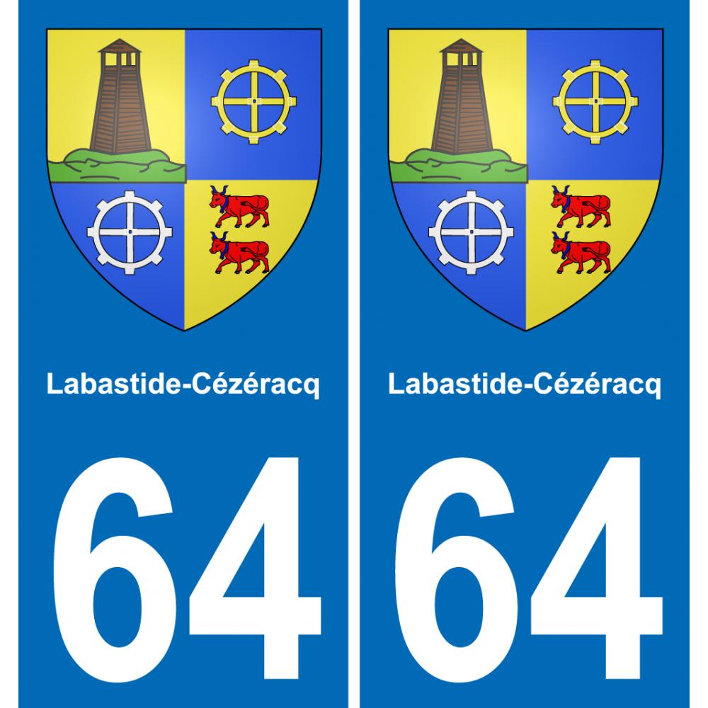 64 Labastide-Cézéracq escudo de armas de la etiqueta engomada de la placa de pegatinas de la ciudad