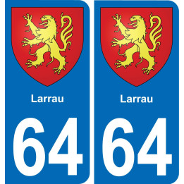 64 Larrau escudo de armas de la etiqueta engomada de la placa de pegatinas de la ciudad
