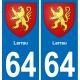 64 Larrau blason autocollant plaque stickers ville