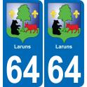 64 Laruns coat of arms sticker plate stickers city