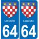 64 Lasseube blason autocollant plaque stickers ville