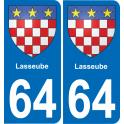 64 Lasseube blason autocollant plaque stickers ville