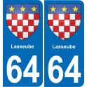 64 Lasseube coat of arms sticker plate stickers city