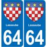 64 Lasseube blason autocollant plaque stickers ville
