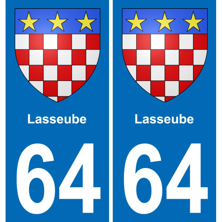 64 Lasseube escudo de armas de la etiqueta engomada de la placa de pegatinas de la ciudad
