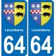 64 Lecumberry blason autocollant plaque stickers ville