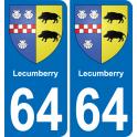 64 Lecumberry coat of arms sticker plate stickers city