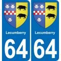 64 Lecumberry stemma adesivo piastra adesivi città