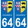 64 Lecumberry blason autocollant plaque stickers ville