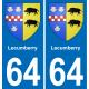 64 Lecumberry escudo de armas de la etiqueta engomada de la placa de pegatinas de la ciudad