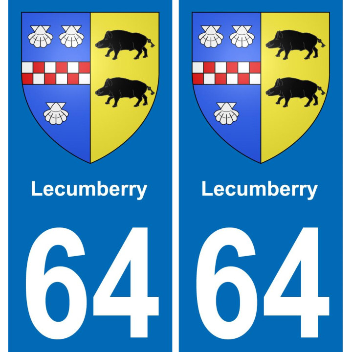 64 Lecumberry escudo de armas de la etiqueta engomada de la placa de pegatinas de la ciudad