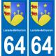 64 Lestelle-Bétharram blason autocollant plaque stickers ville