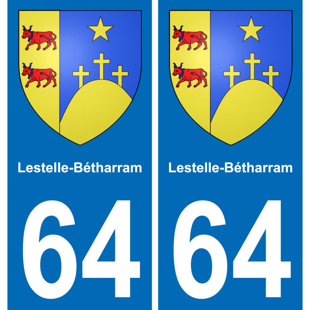 64 Lestelle-Bétharram escudo de armas de la etiqueta engomada de la placa de pegatinas de la ciudad