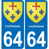 64 Louhossoa escudo de armas de la etiqueta engomada de la placa de pegatinas de la ciudad