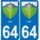 64 Lys coat of arms sticker plate stickers city