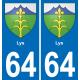 64 Lys coat of arms sticker plate stickers city