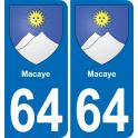 64 Macaye coat of arms sticker plate stickers city