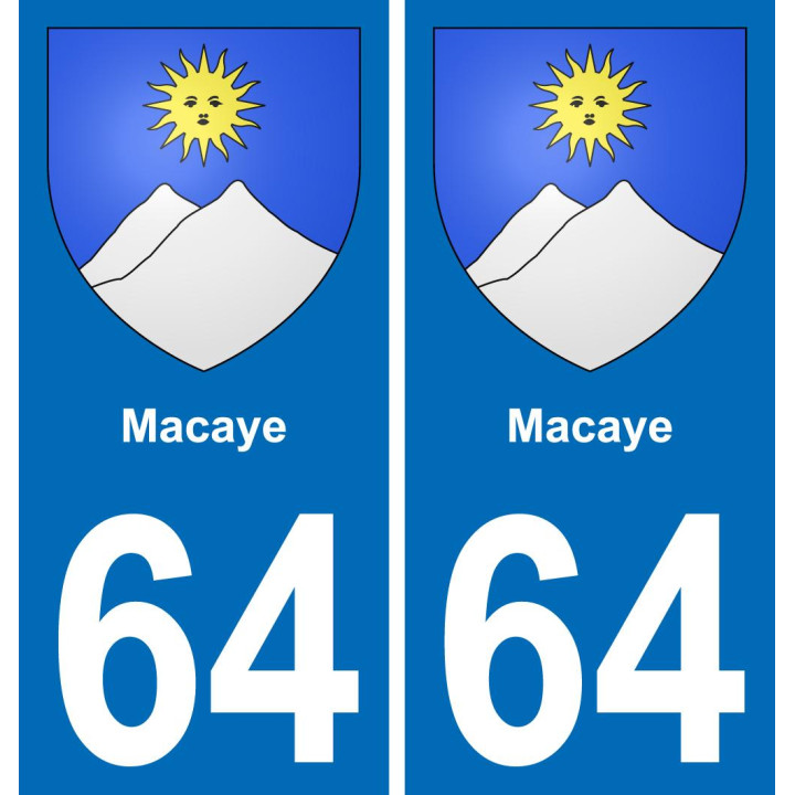 64 Macaye escudo de armas de la etiqueta engomada de la placa de pegatinas de la ciudad