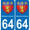 64 Mauléon-Licharre wappen aufkleber typenschild aufkleber stadt