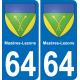 64 Mazères-Lezons coat of arms sticker plate stickers city
