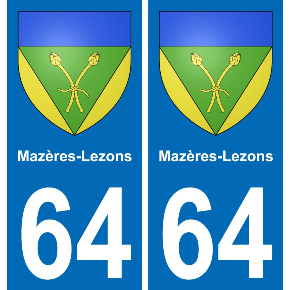 64 Mazères-Lezons stemma adesivo piastra adesivi città