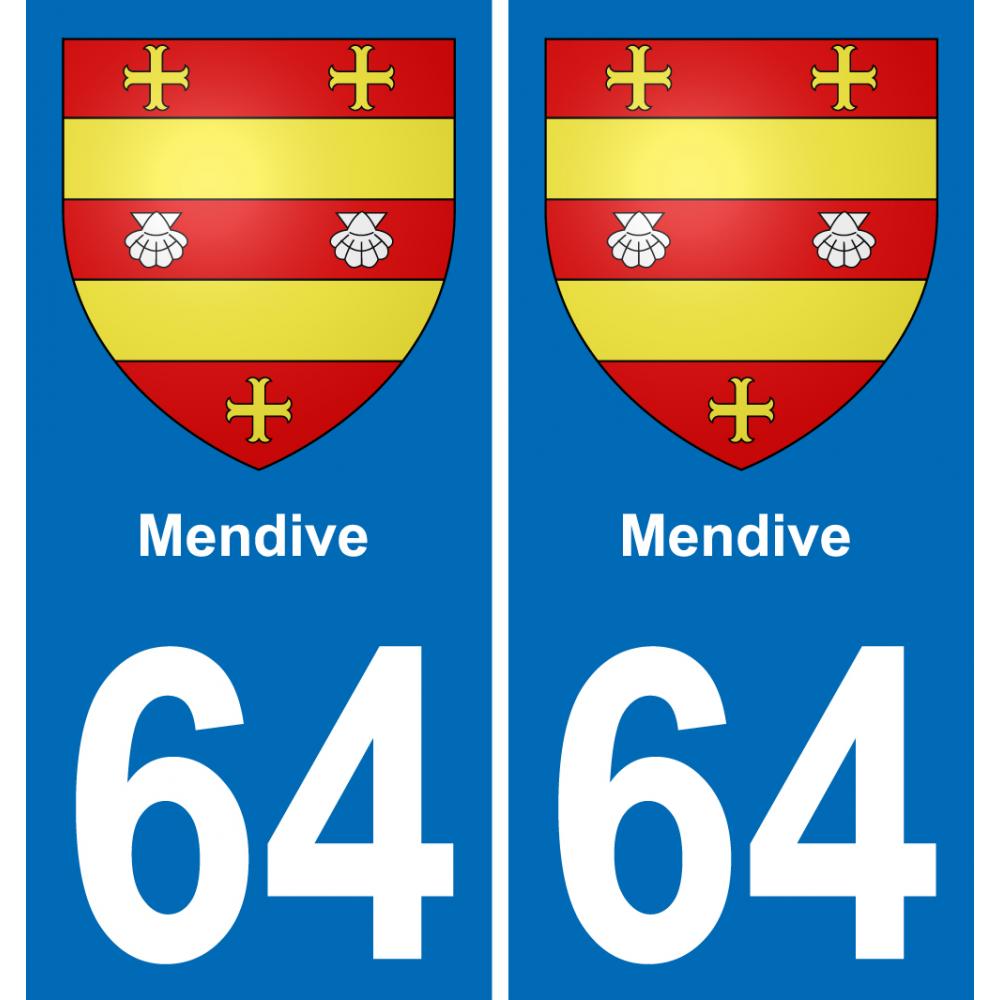 64 Mendive blason autocollant plaque stickers ville