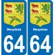 64 Mesplède blason autocollant plaque stickers ville